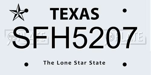 SFH5207 Texas License Plate
