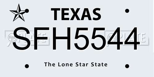 SFH5544 Texas License Plate
