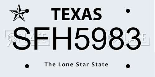 SFH5983 Texas License Plate