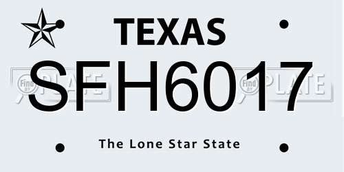 SFH6017 Texas License Plate