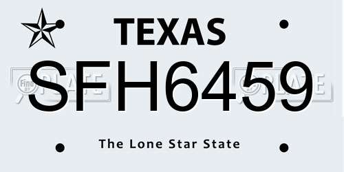 SFH6459 Texas License Plate