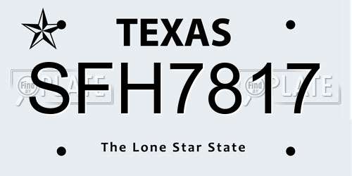 SFH7817 Texas License Plate
