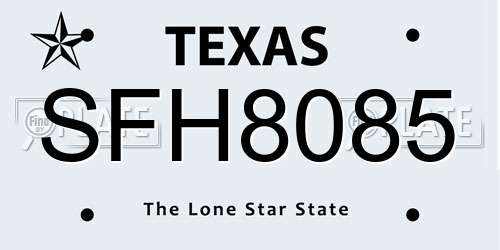 SFH8085 Texas License Plate