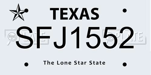 SFJ1552 Texas License Plate