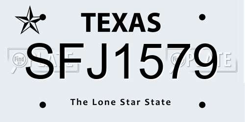 SFJ1579 Texas License Plate