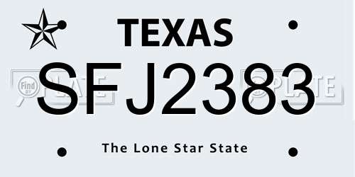 SFJ2383 Texas License Plate