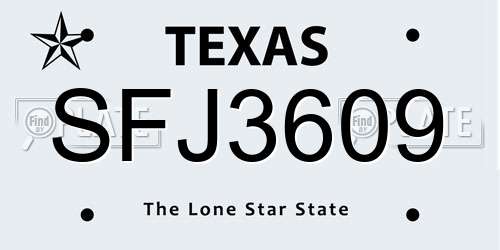SFJ3609 Texas License Plate