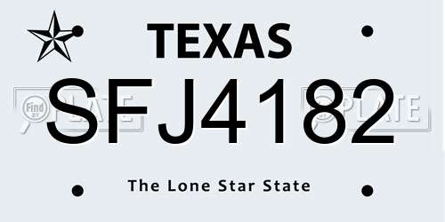 SFJ4182 Texas License Plate