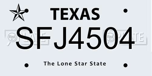 SFJ4504 Texas License Plate