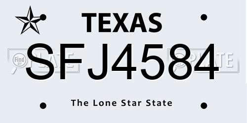 SFJ4584 Texas License Plate