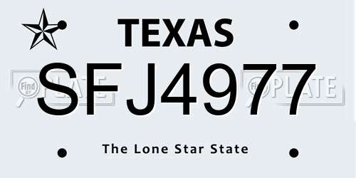 SFJ4977 Texas License Plate
