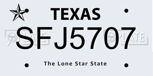 SFJ5707 Texas License Plate