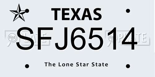 SFJ6514 Texas License Plate