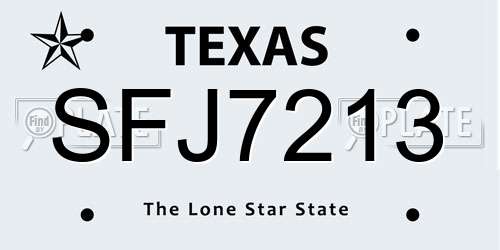 SFJ7213 Texas License Plate