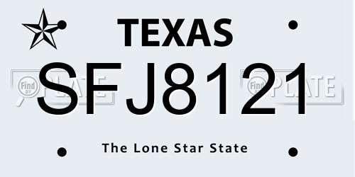 SFJ8121 Texas License Plate