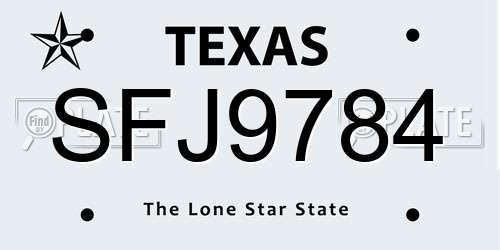 SFJ9784 Texas License Plate
