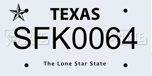 SFK0064 Texas License Plate