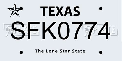SFK0774 Texas License Plate