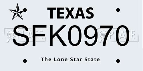SFK0970 Texas License Plate