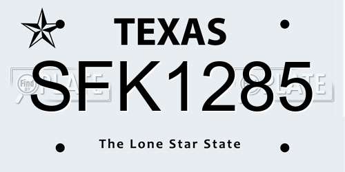 SFK1285 Texas License Plate