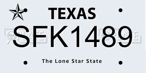 SFK1489 Texas License Plate