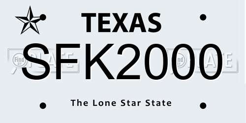 SFK2000 Texas License Plate
