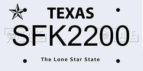 SFK2200 Texas License Plate