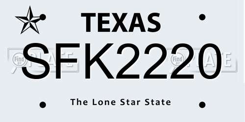 SFK2220 Texas License Plate