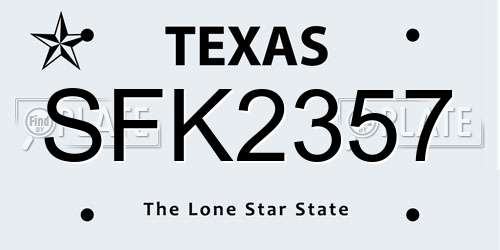 SFK2357 Texas License Plate