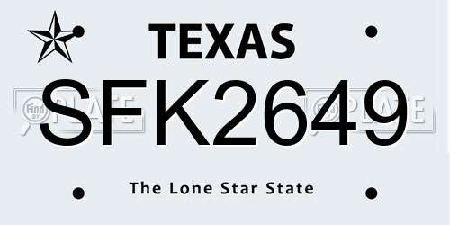 SFK2649 Texas License Plate