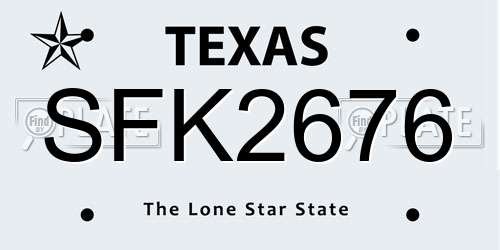 SFK2676 Texas License Plate
