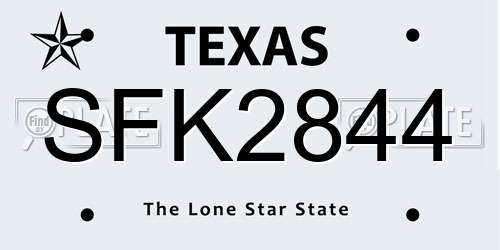 SFK2844 Texas License Plate
