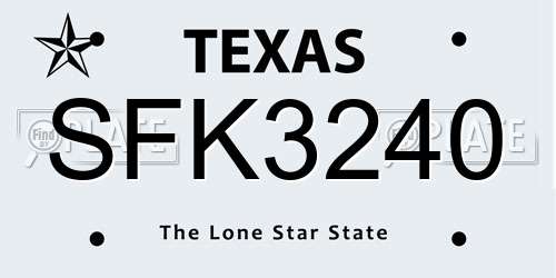 SFK3240 Texas License Plate