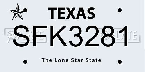 SFK3281 Texas License Plate