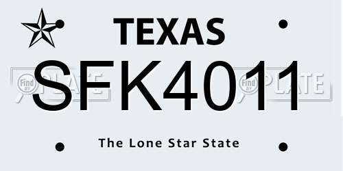 SFK4011 Texas License Plate