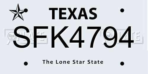 SFK4794 Texas License Plate