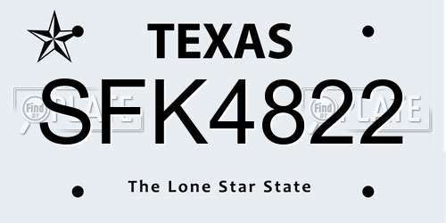SFK4822 Texas License Plate