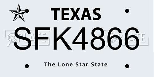 SFK4866 Texas License Plate