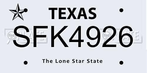 SFK4926 Texas License Plate