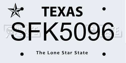 SFK5096 Texas License Plate