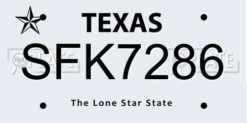 SFK7286 Texas License Plate