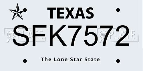 SFK7572 Texas License Plate
