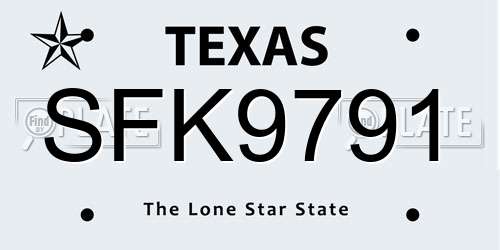 SFK9791 Texas License Plate