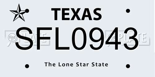 SFL0943 Texas License Plate