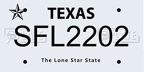 SFL2202 Texas License Plate
