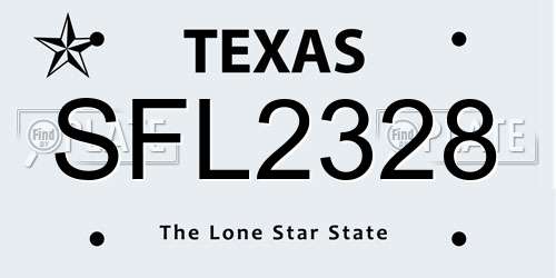 SFL2328 Texas License Plate