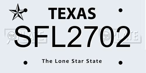 SFL2702 Texas License Plate