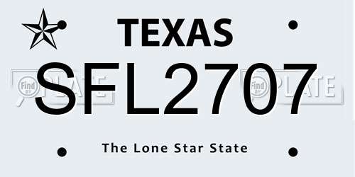 SFL2707 Texas License Plate