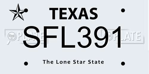 SFL391 Texas License Plate