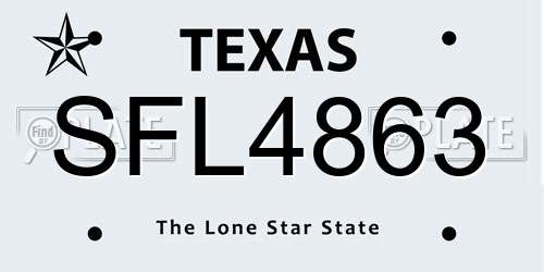 SFL4863 Texas License Plate